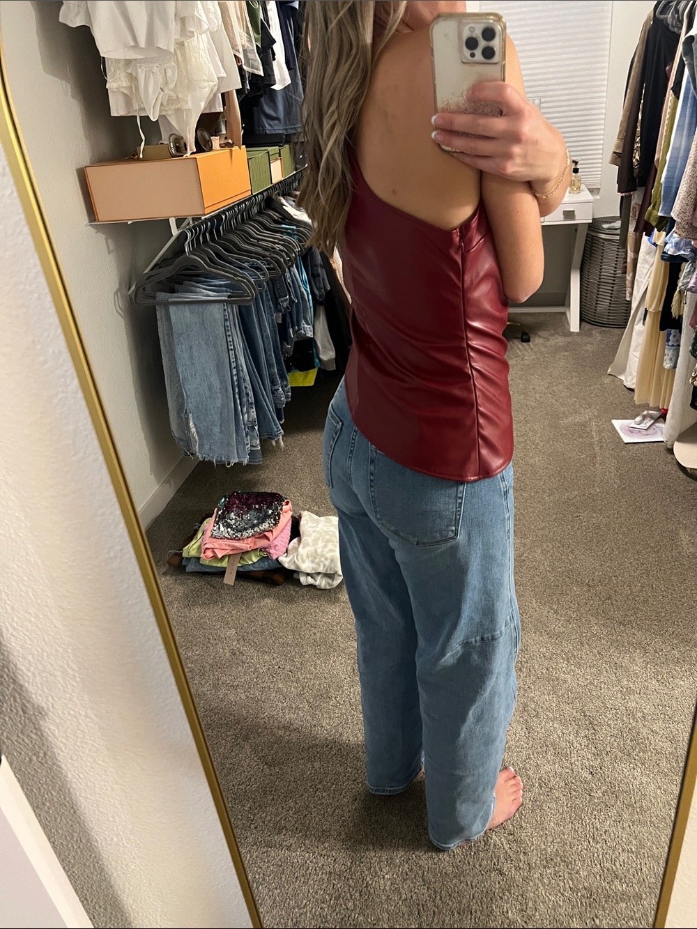 Red leather top - Picture 3 of 4